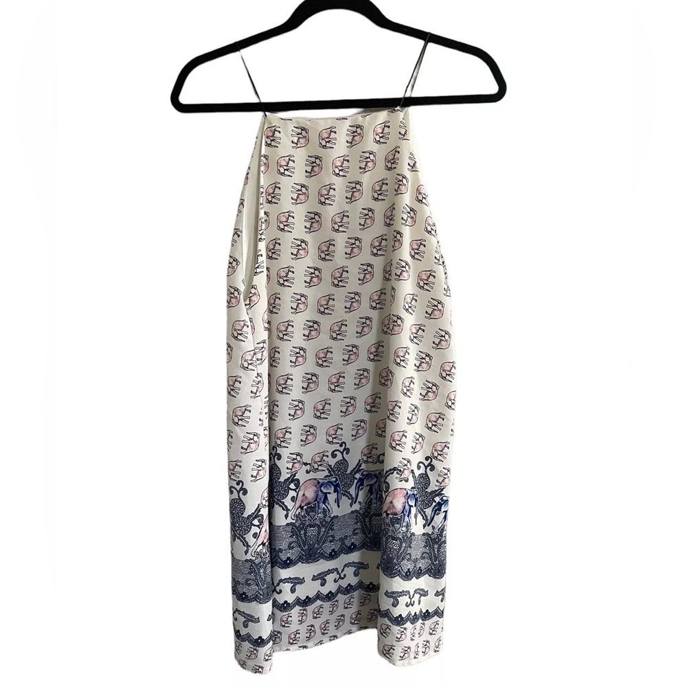 Audrey 3+1 Womens Size Small Elephant Print Slip Mini Dress Lined